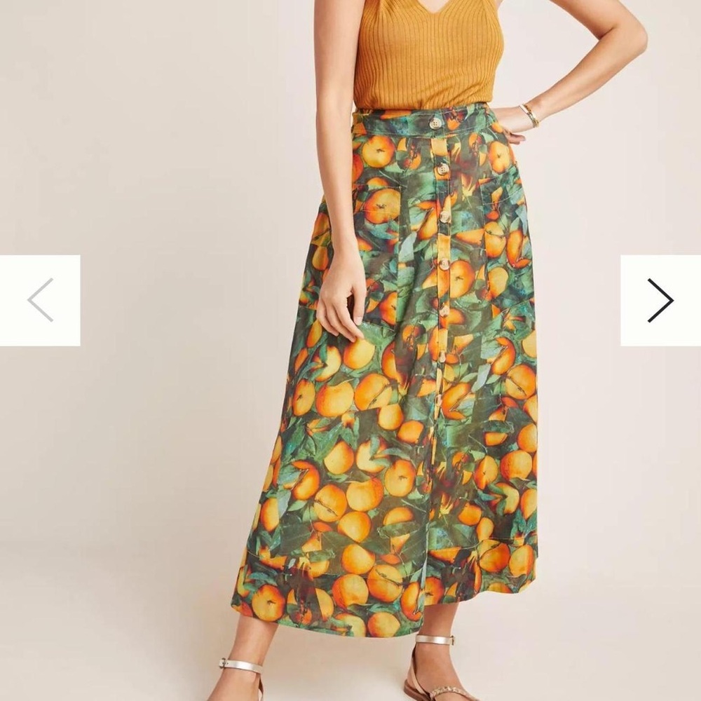 Maeve Gold and Orange A-line Maxi Skirt Resort Wear